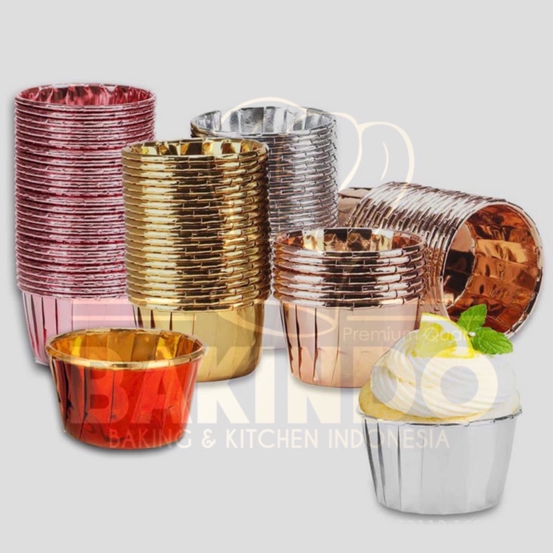 Kingsbakeware Baking Cup Rose Gold Mini Dessert 50pcs DIY Muffin Case Striped Cupcake Mold Aluminum Foil