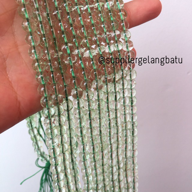 semi stone rutilated kuarsa quartz green 6mm hijau gelang kalung grosir kerajinan beads crafft bahan