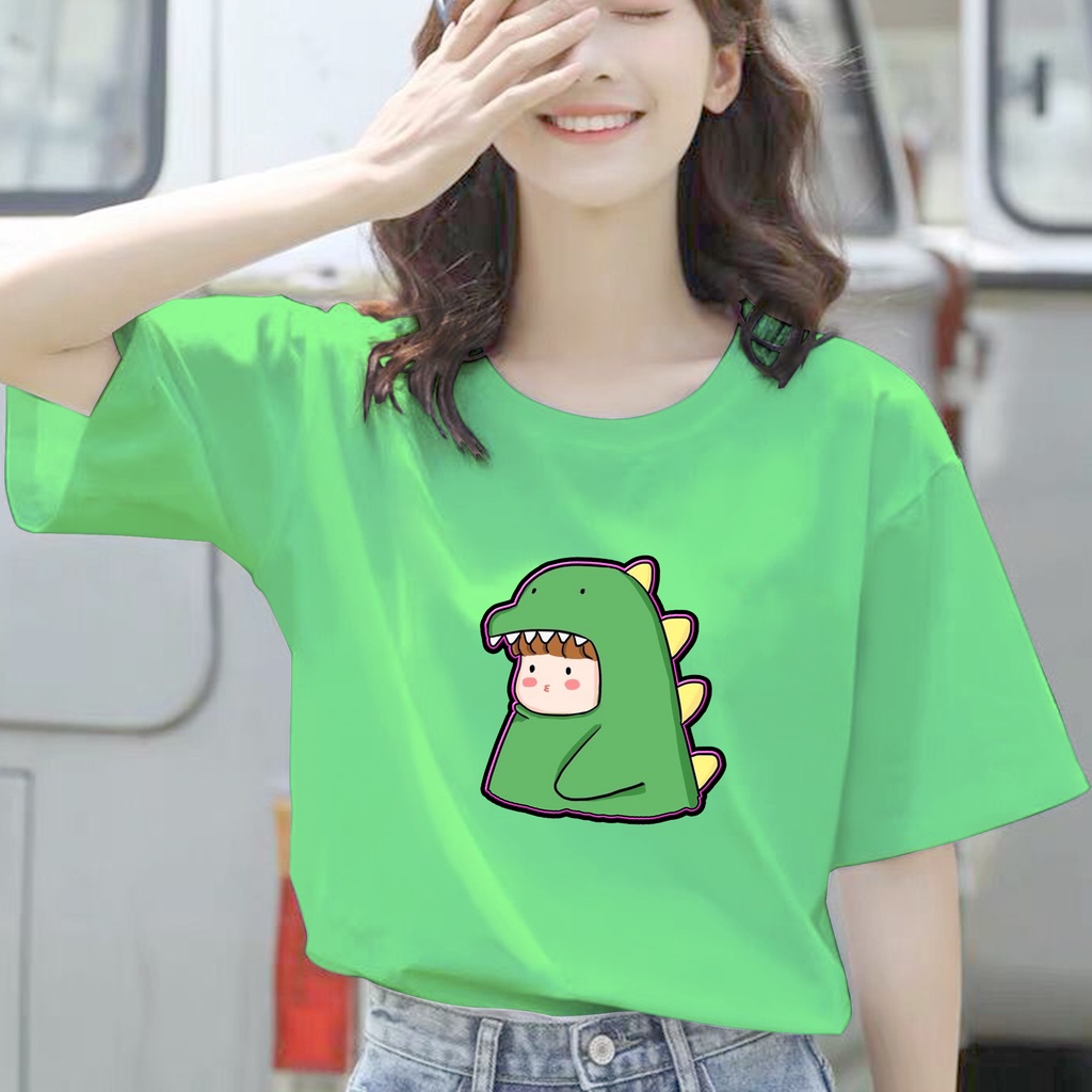 CALVIERO SHOP - BAJU KAOS ATASAN WANITA PRINT DINO GIRL