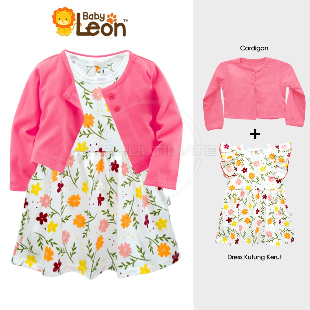 BABY LEON Setelan Cardigan Bayi + Dress Bayi Pakaian Bayi Perempuan SBJ-CR1 Rok Bayi Perempuan Baju Bayi Cewek Baju Pesta Bayi Jaket Outer Bayi Baju Dress Gaun Bayi Perlengkapan Bayi Perempuan Bayi Cewek Pakaian Bayi Balita Perempuan