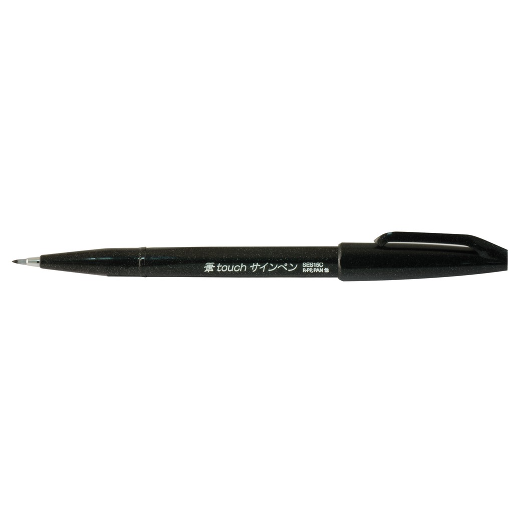 Pentel Brush Sign Pen Black/Hitam (SES15 C - A) | Shopee Indonesia