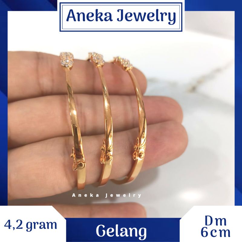 Gelang Pipa Bulat Cor Mata2, Perak 925, Lapis Emas Rosegold