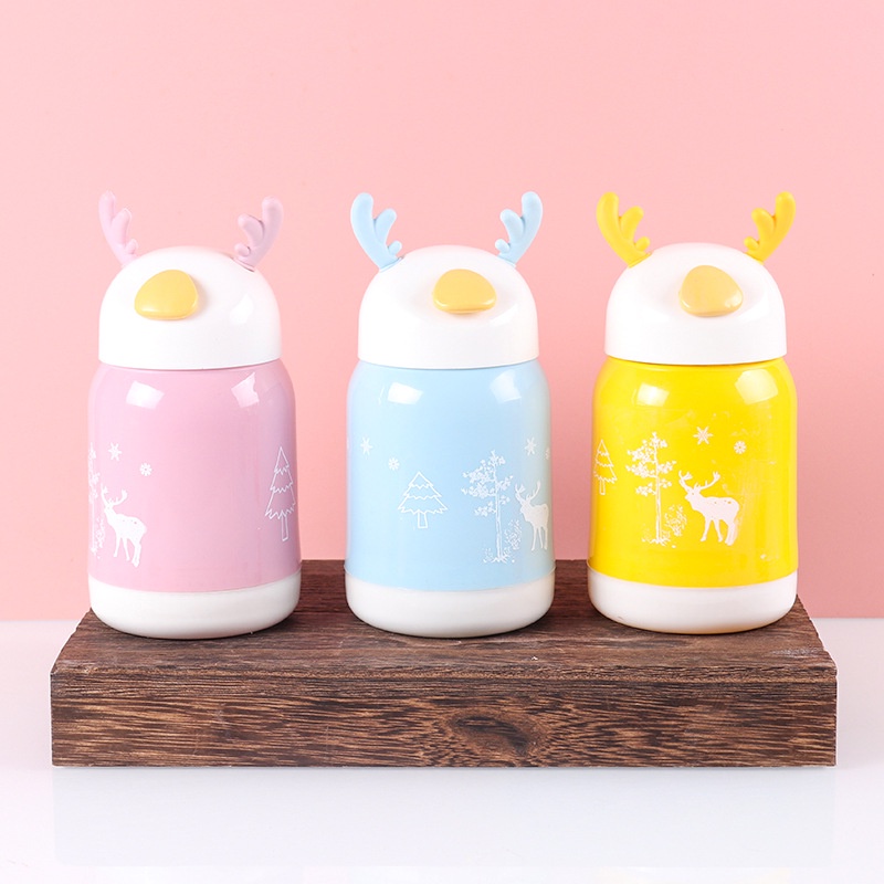 HIPPO LAND Botol Minum Tanduk Rusa Tali Sedotan/ Botol Minum Anak Lucu 380 ML Anti Tumpah Anti Pecah BPA FREE 199