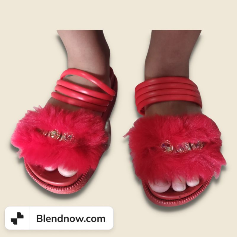 SANDAL IMPORT LALUNA BERBULU MODEL ZAMAN NOW  29-35 HARGA MURAH