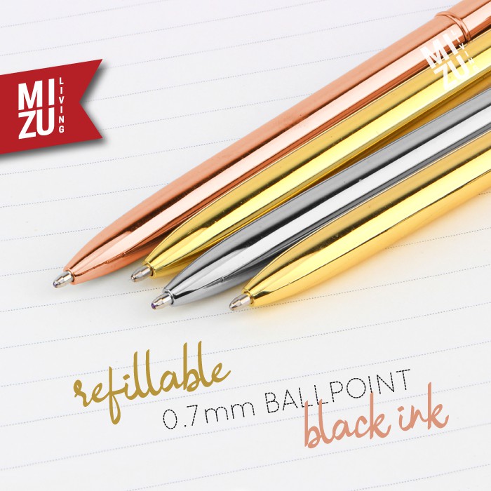 SUBLIMELY GOLDEN SLIM GOLD PEN Twist Refillable Black Ink Tinta Hitam Ballpoint Pena Emas Kurus-7