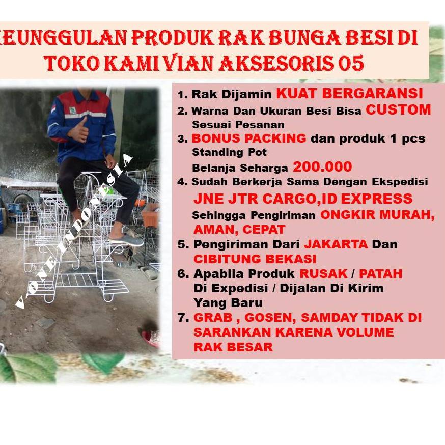 ✩ Rak Bunga Besi Susun 3 Minimalis Tanaman Hias Aglonema Bertingkat 6 Dudukan Kotak Bulat Bahan Beto
