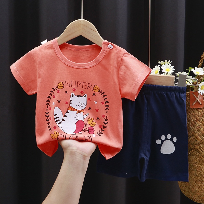 stoberi - SETELAN PENDEK ANAK H5 MOTIF HEWAN LUCU NEW1