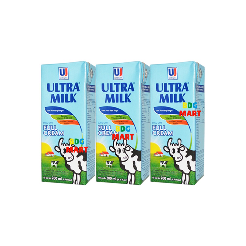 

PAKET 3 PCS Ultra Milk Full Cream Susu Ultra Rasa Full Cream - 3pcs x 200ml