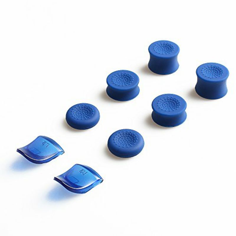 Simple Analog Buttons &amp; L2 R2 Trigger Caps Set for Sony PS4 Playstation Controllers FPS Games, Blue
