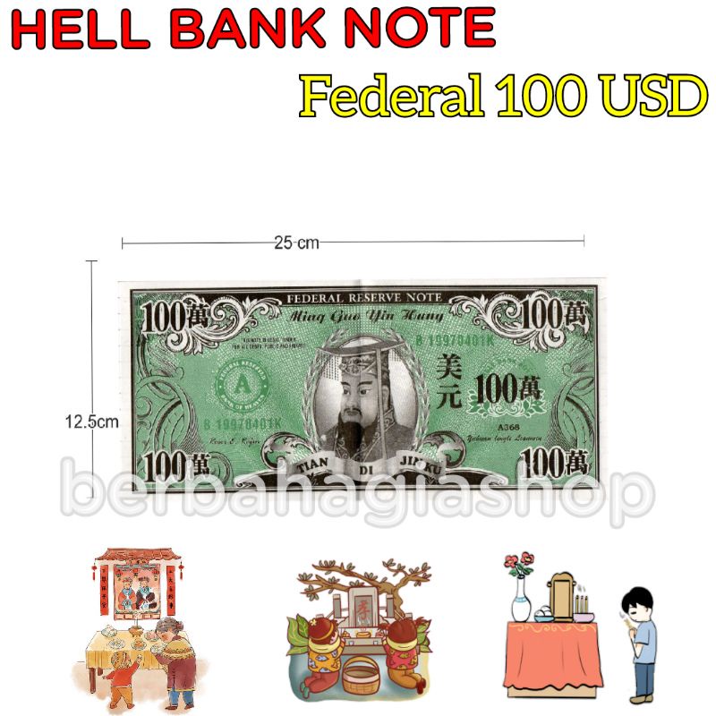 Uang Kertas Duit Untuk Sembahyang Leluhur Cengbeng Cepi Ukuran Besar / Hell Bank Note Sembayang Puja Chit Gwee Dan Kubur Cheng Beng Qingming Ceng Ming