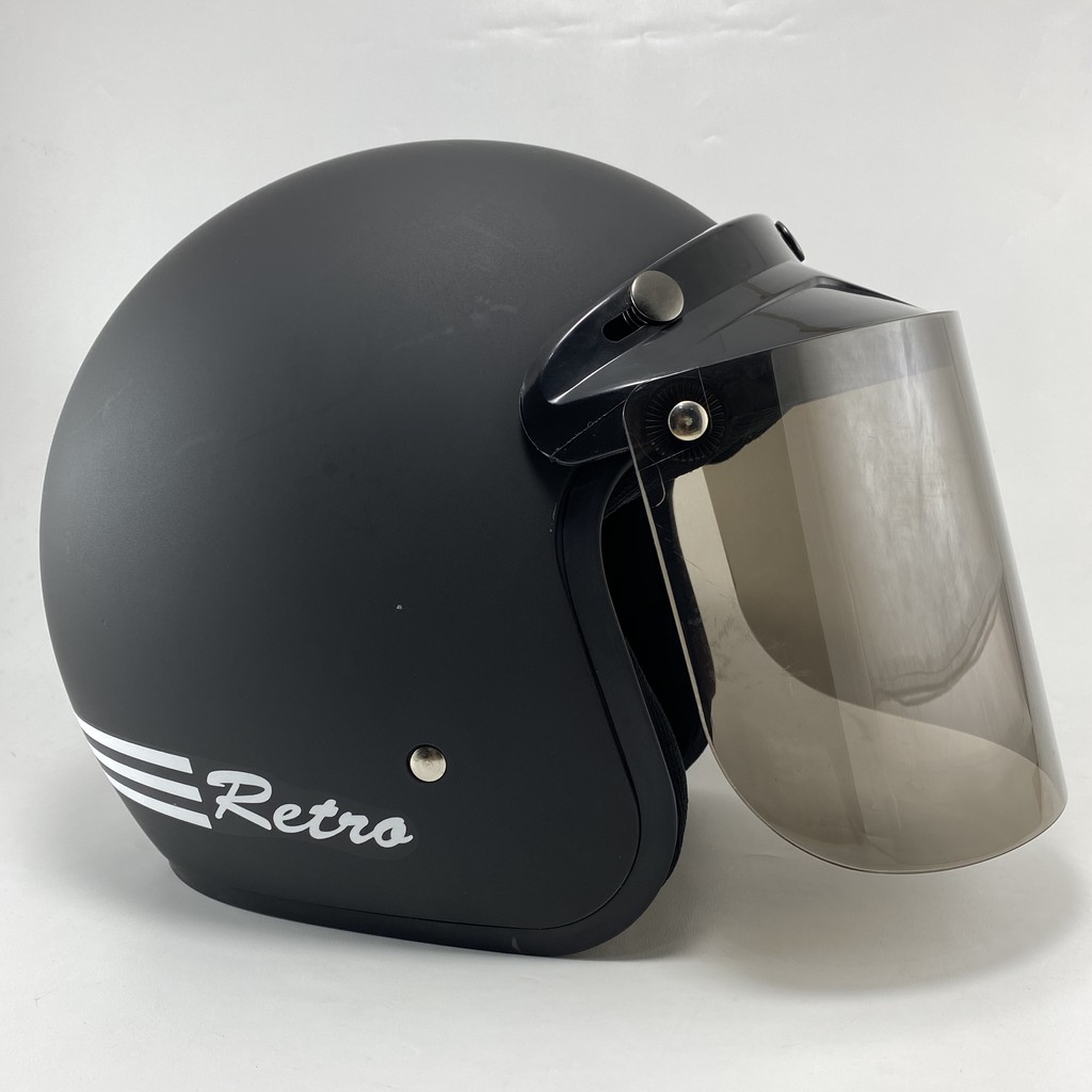 Helm Bogo Dewasa Wanita Pria Cewek Cowok Motor Sni Helem Retro Klasic Classic Cod Warna Hitam Doff