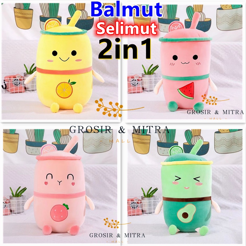 Balmut 2in1 Balmut Bantal Selimut Boneka Besar Selimut Motif Anak Dewasa Balmut Boba