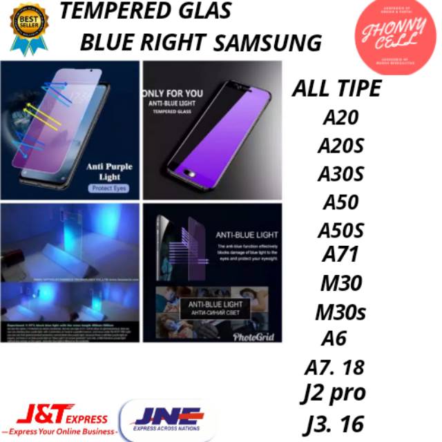 TEMPERED GLASS BLUE RIGHT ANTI RADIASI MATA TYPE SAMSUNG A20  A30S A50 A50S A71 M30 M30S