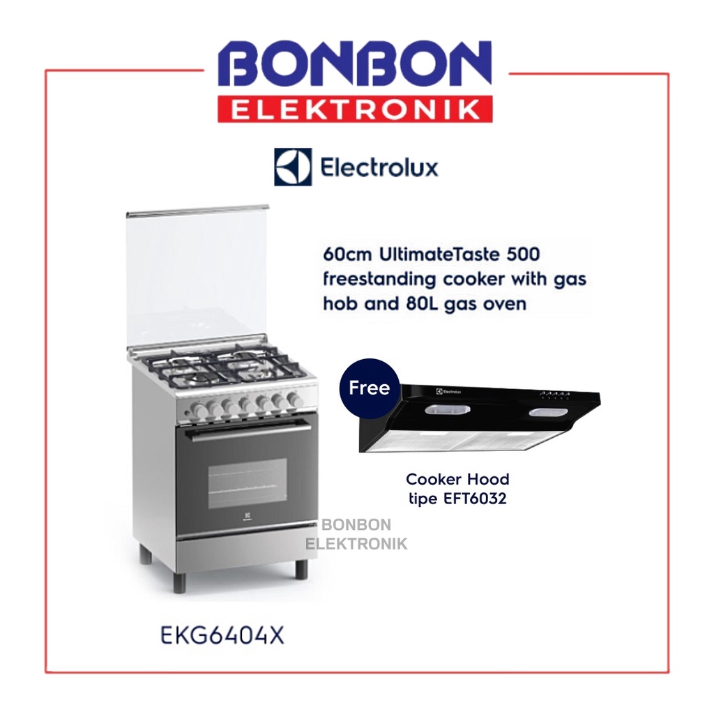 Electrolux Free Standing Cooker EKG6404X 4 Tungku 60cm / 80L Gas Oven
