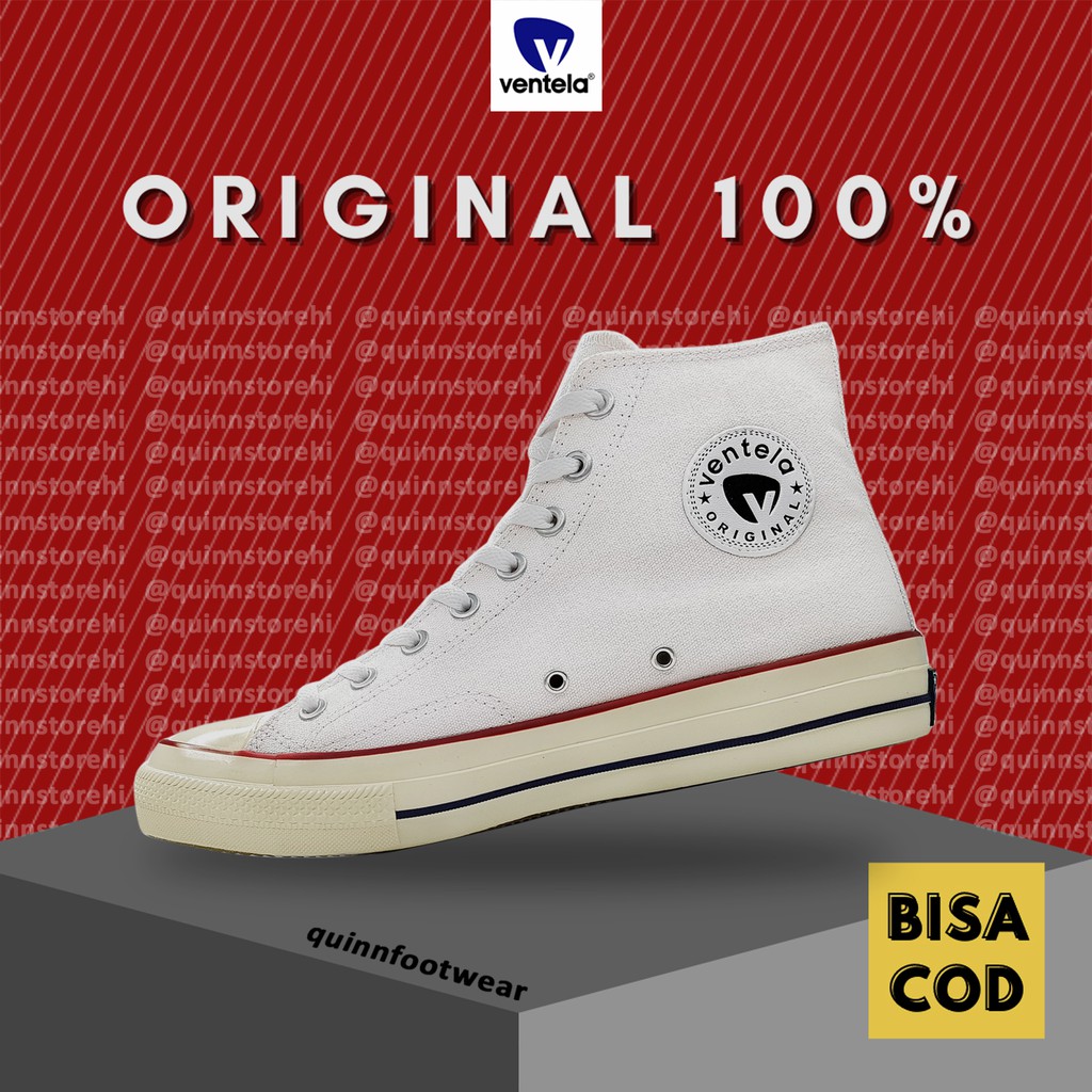 Ventela Original Back To 70s BTS High White Sepatu Pria Wanita Casual