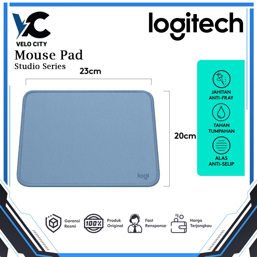 Logitech Mouse Pad Studio Series Alas Polos, Anti-Slip - Blue Grey