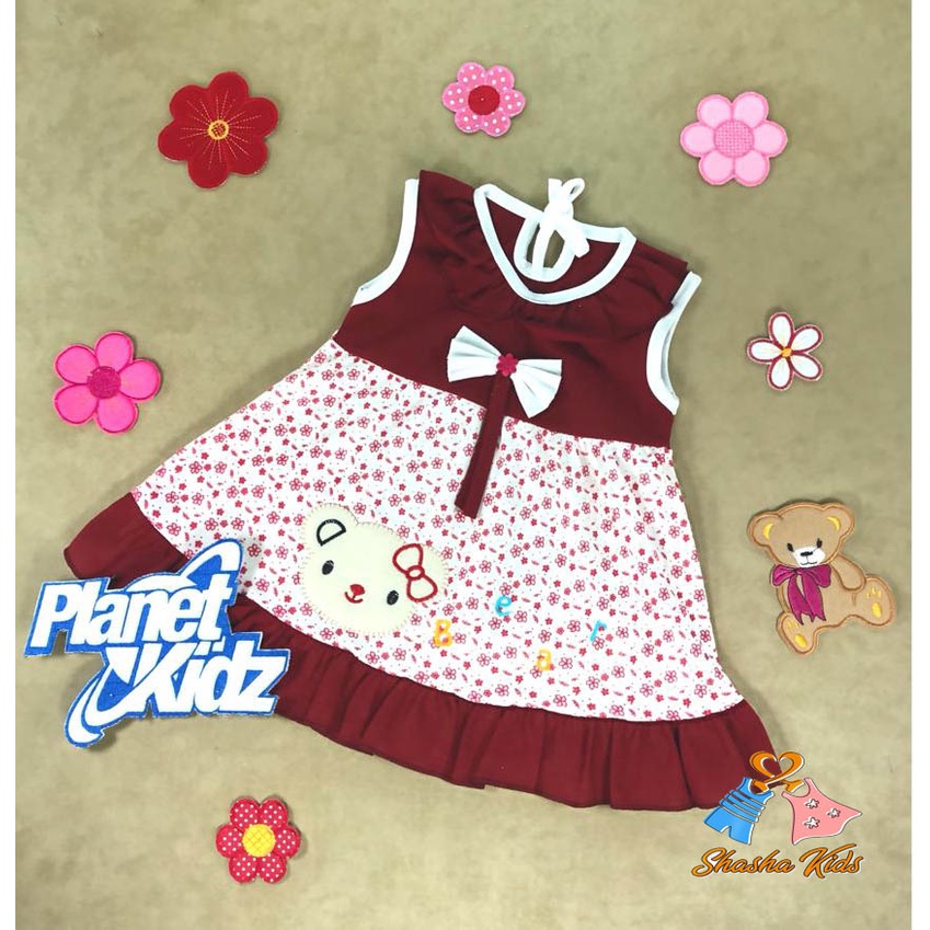 [L-03] Baju Bayi  Perempuan/ Dress Bayi Perempuan Planet Kids cantik  motif lucu 0-6 bln