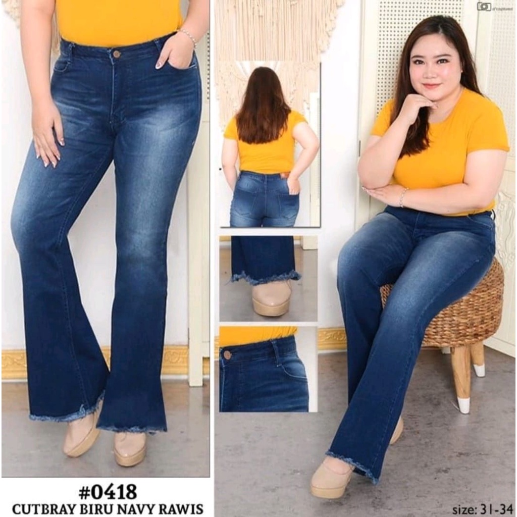celana jeans wanita Jumbo -  jeans cutbray wanita dewasa - celana jeans cutbray rawis jumbo