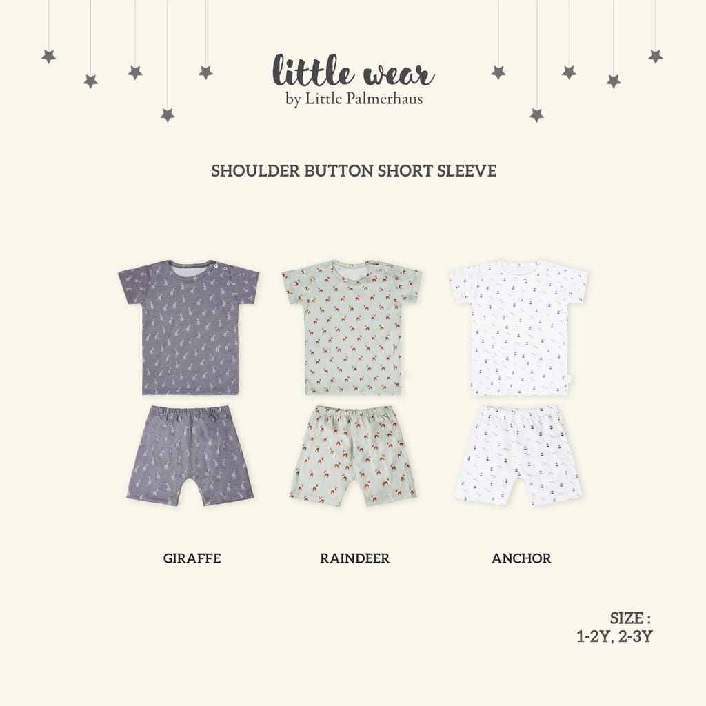 Little Wear 1-2y/2-3y/4-5y SHORT SHOULDER /Little Palmerhaus Setelan Baju OBLONG PENDEK