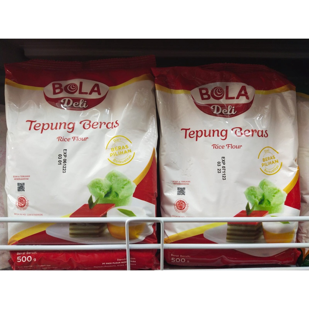 

TEPUNG KETAN - TEPUNG BERAS MERK BOLA DELI kemasan 500gr