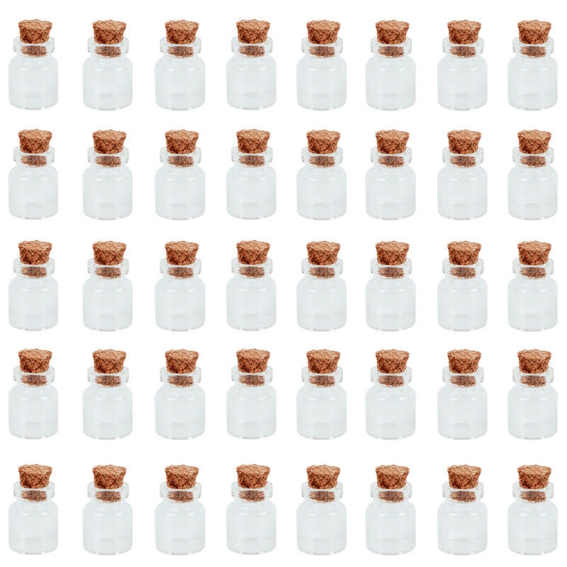 50pcs Botol Kaca Mini Ukuran 12x16mm Dengan Sumbat Gabus Bening