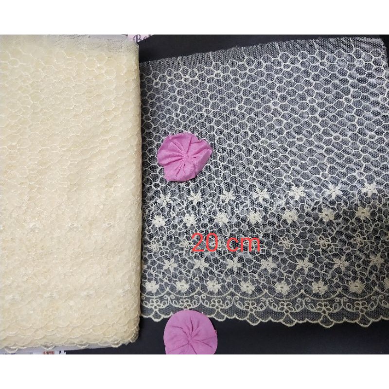 Renda kain tile renda kain renda lebar renda kebaya renda mukena renda baju renda tille renda bordir