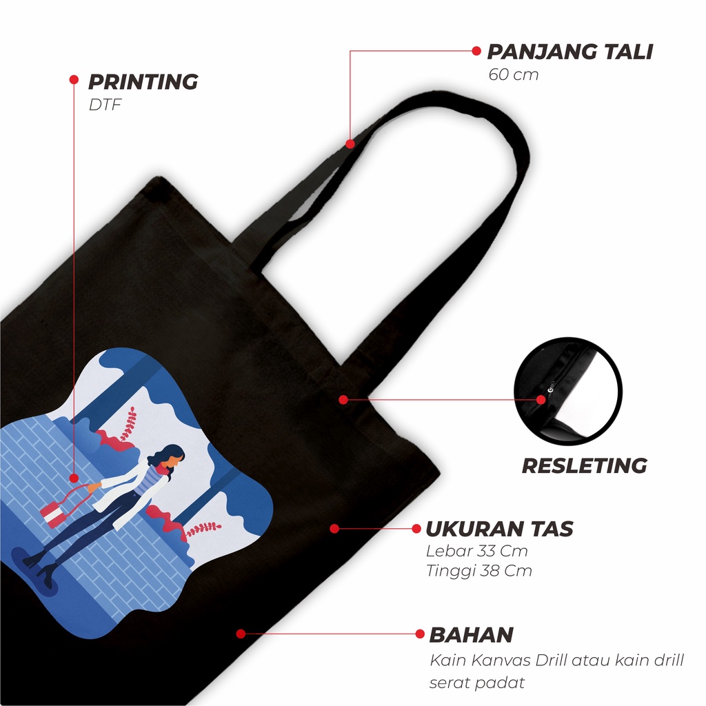 Sevine Totebag Tas Wanita Tote bag Resleting Girly Black Series - CG3