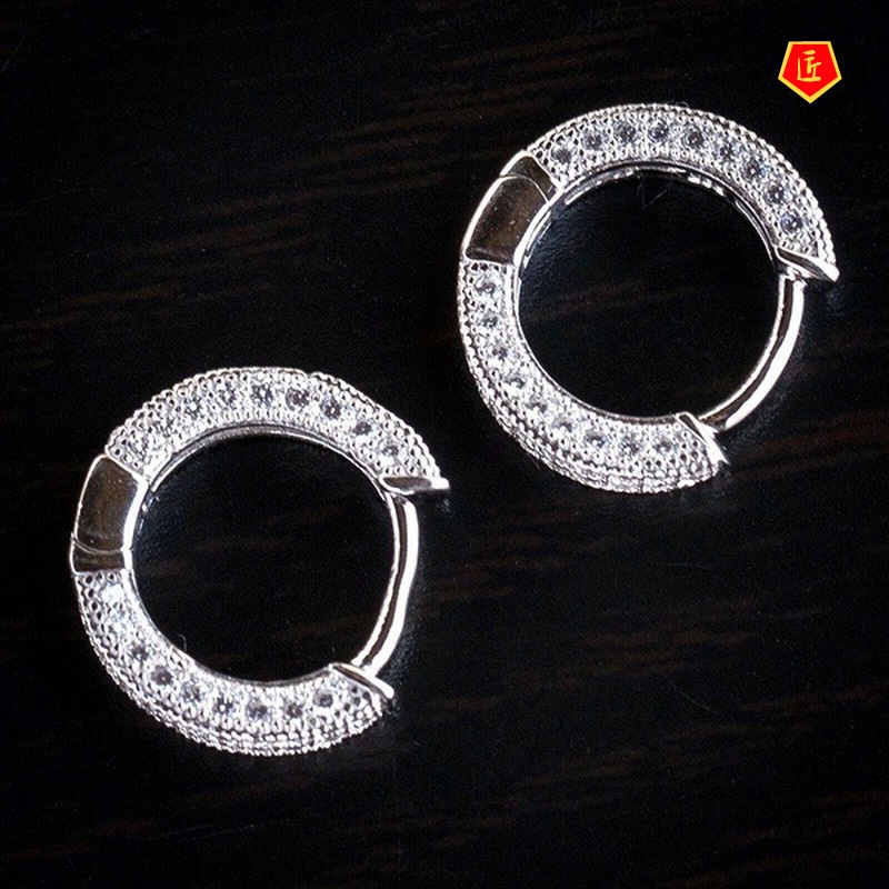 [Ready Stock]14K Gold Micro-Inlaid Diamond Ear Clips Earrings