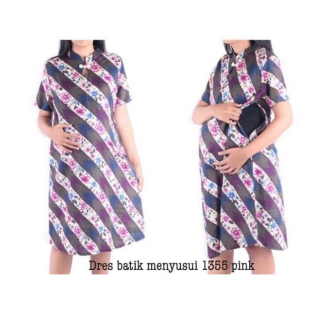 Dress batik menyusui 1355 Pink