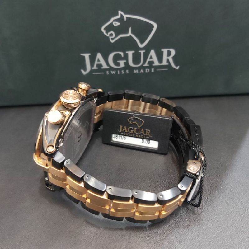 jam tangan pria cowo laki jaguar special edition j811/1 rantai kombinasi rosegold kaca sapphire chro