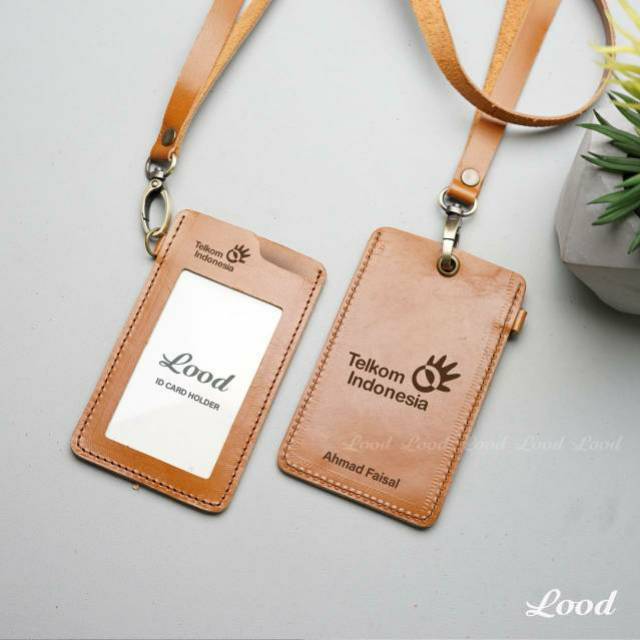 ID CARD HOLDER FILO KULIT ASLI LOOD  NAME TAG - GRATIS UKIR NAMA DAN LOGO