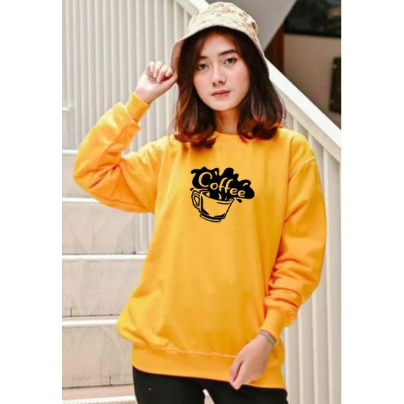 Kaos Lengan Panjang COFFE GELAS / Kaos Sweatshirt / Atasan Wanita / Atasan Wanita Lengan Panjang