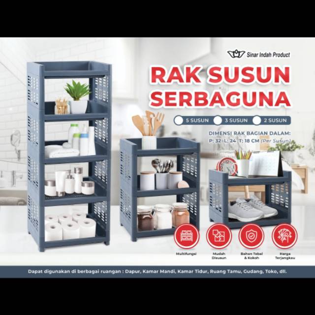 Rak Susun Rak Plastik Susun Rak Serbaguna 2 susun. Dimensi 32cm x 24cm