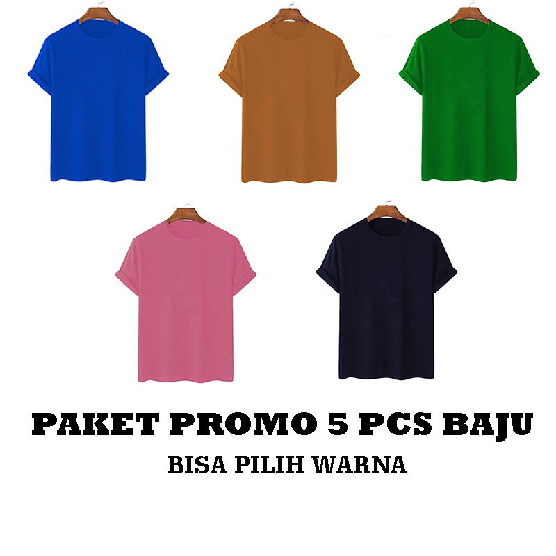 PROMO KAOS POLOS ONECK PAKET ISI 5PCS