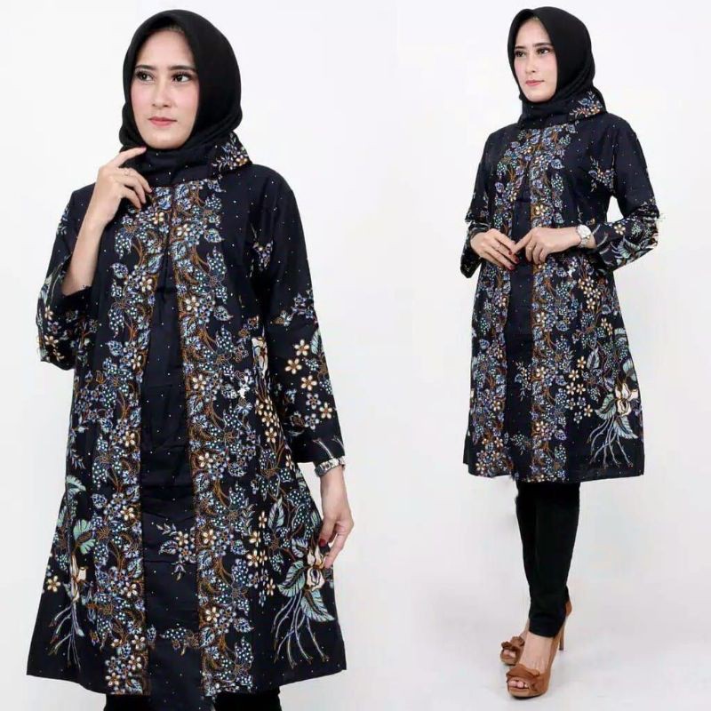 TUNIK BATIK CIBULAN EMALL ATASAN WANITA BATIK MODERN