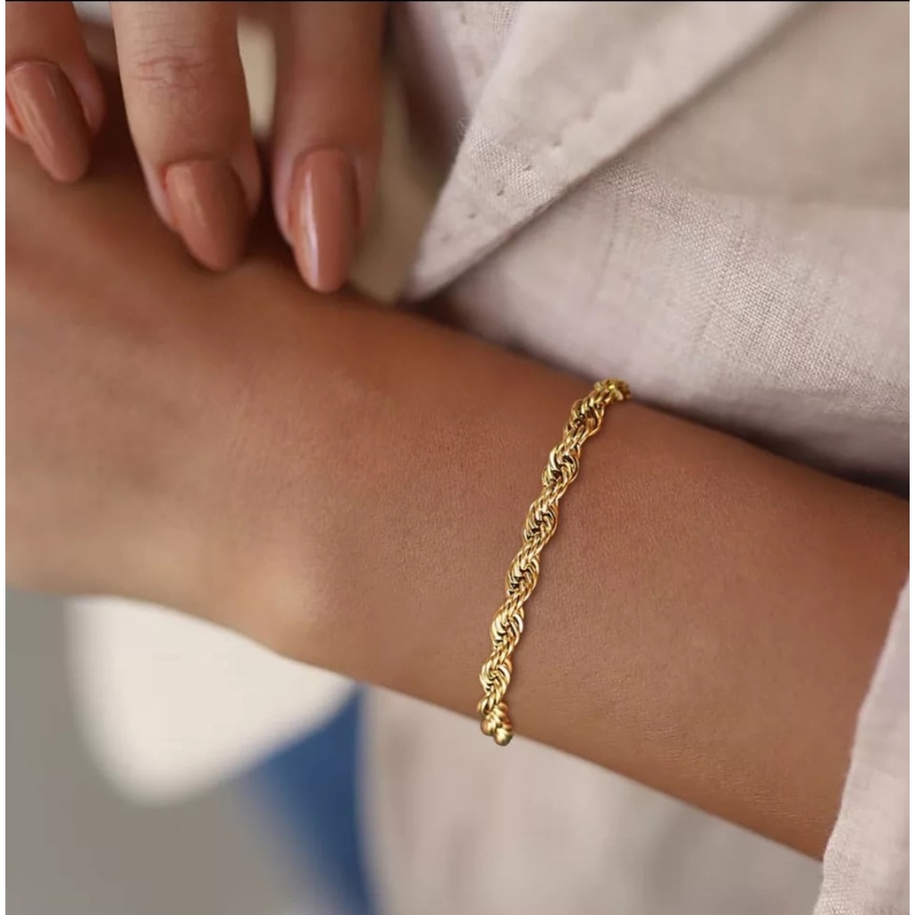 Gelang Tangan Model Tambang Untuk Wanita dan Pria Tarsedia Warna Gold