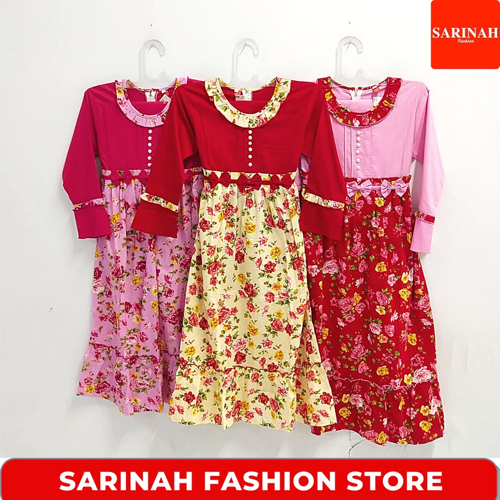 Gamis Anak Perempuan Plisket Motif FREE Jilbab Umur 6-11 tahun