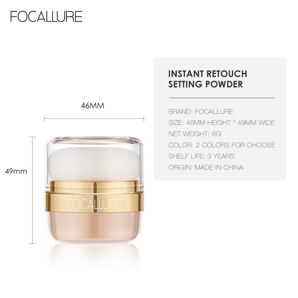 FOCALLURE Oil-Control Loose Setting Powder &amp; Blush Powder Sweatproof Blusher Natural Matte Loose Powder Finish High Pigmented Face Makeup FA259