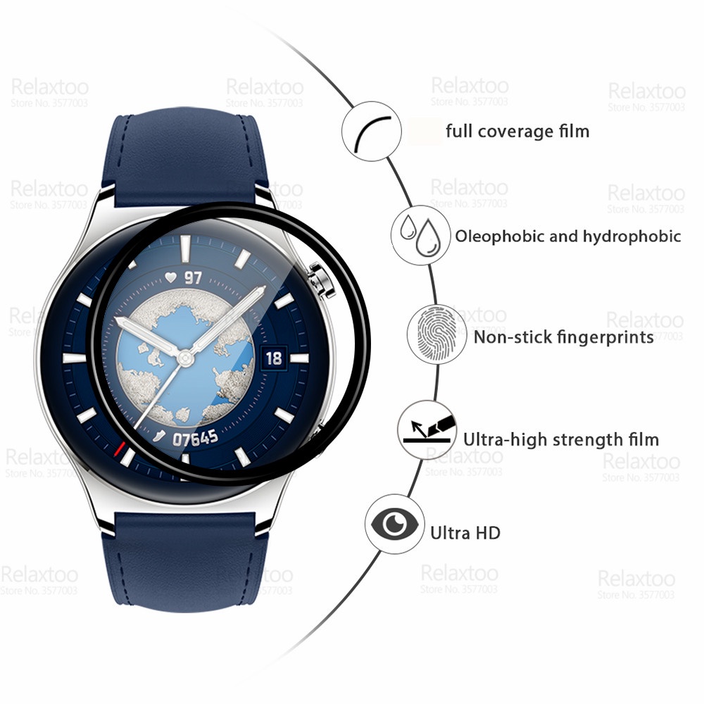 Film Pelindung Layar Transparan HD 3D Full Cover Anti Sidik Jari Untuk Smartwatch Honor GS 3