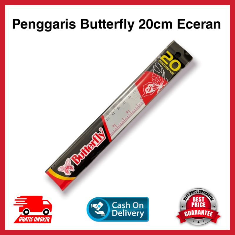 

PENGGARIS PLASTIK MISTAR PLASTIK BUTTERFLY 20CM ECERAN