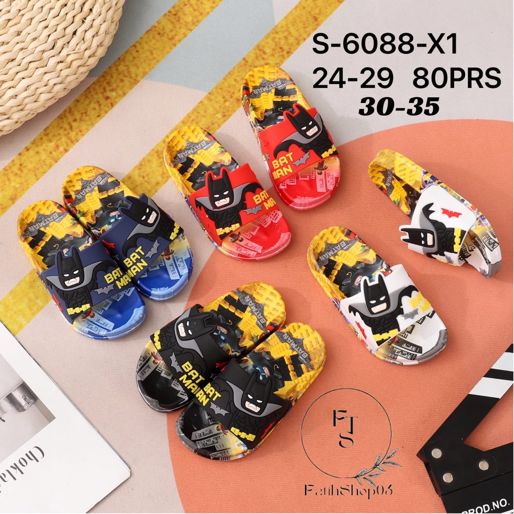 Batman character boy's slippers import S-6088-x1 size 24-35/ sandal anak laki-laki superhero shoes