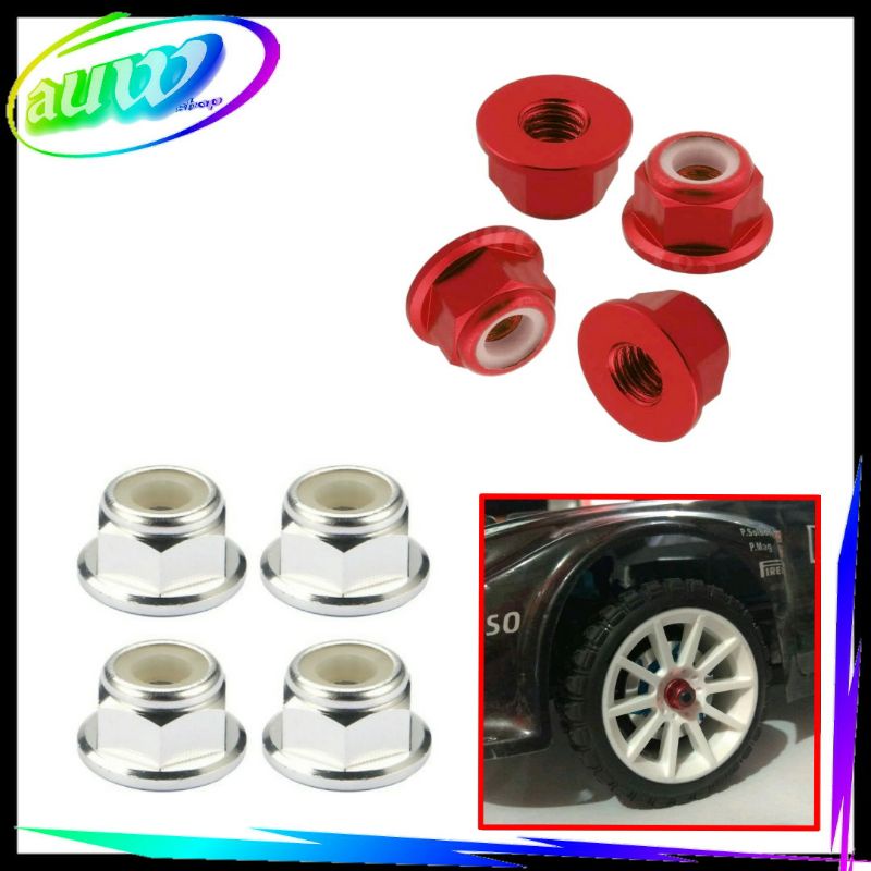 Jual Alloy wheel Lock nuts M4 nylon RC Car 1/10 Rock Crawler RC Drift