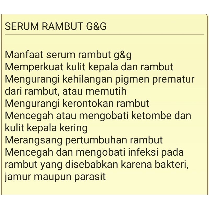 SERUM RAMBUT G&amp;G 100% AMPUH