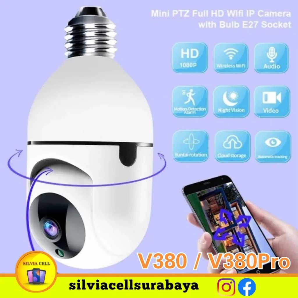 Jual IP Camera CCTV Bulb WiFi PTZ AI Smart Panoramic V Lampu Bohlam Kame Shopee Indonesia