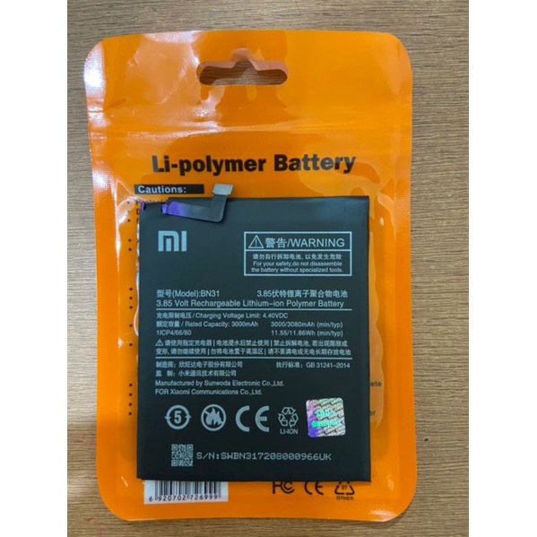 Original Baterai Xiaomi BN31 /Redmi Note 5A Mi5X MiA1