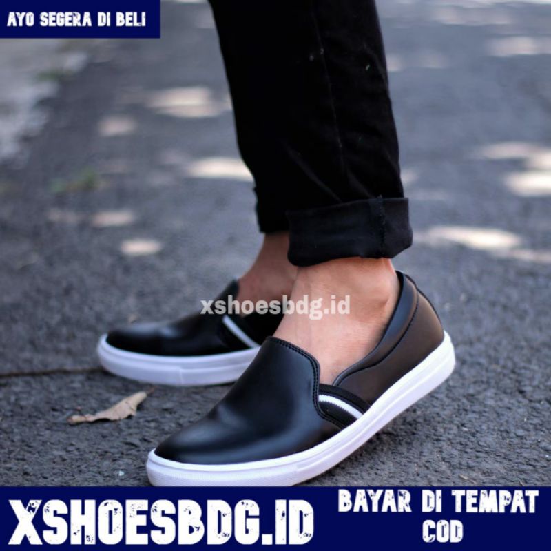 Xshoesbdg.id x Nue Sepatu Slip On Pria Sepatu Slop Pria Casual Kulit Syntetic Santai Kerja Kuliah