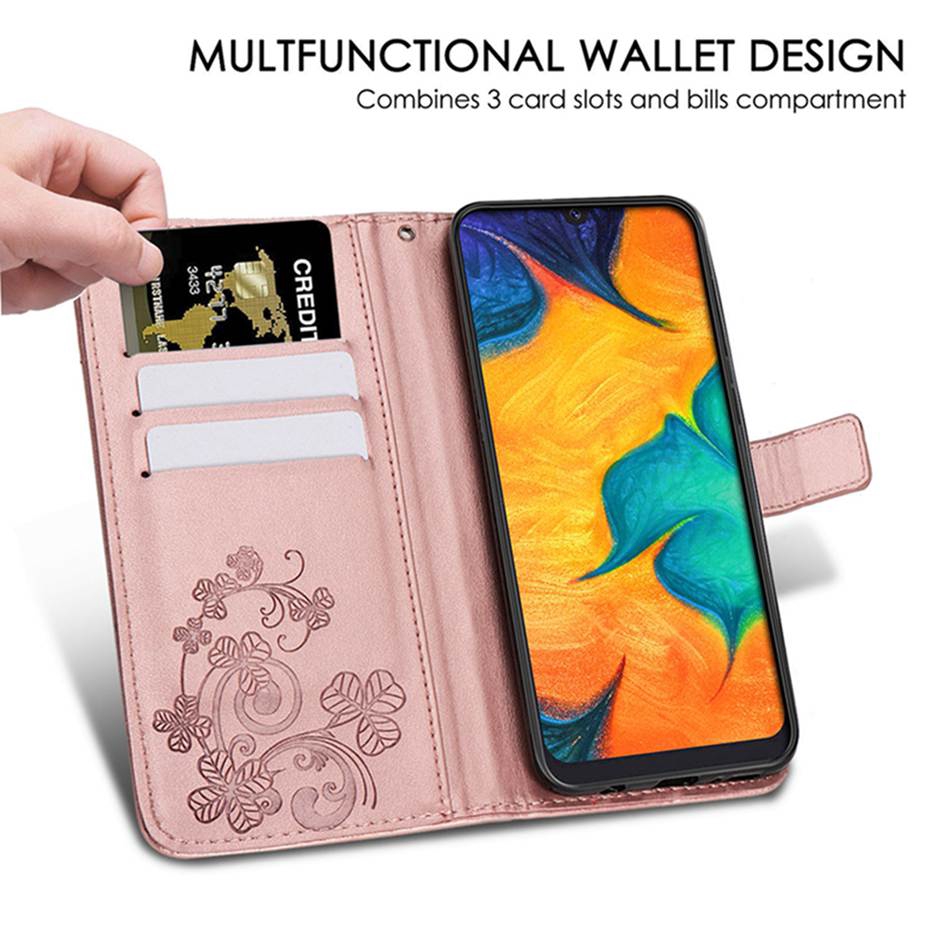 Flip Case Dompet Bahan Kulit Dengan Holder Kartu Untuk Samsung Galaxy A30 Sm-A305F A30