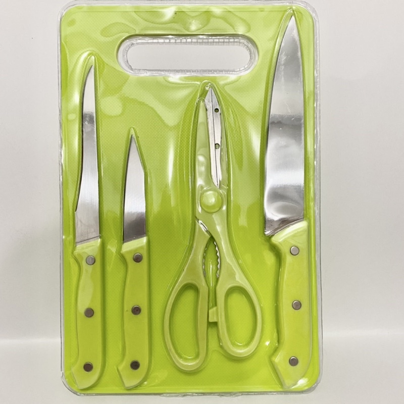 Set Talenan Pisau Gunting Dapur / SET PISAU DAPUR LENGKAP ( 5 IN 1 )