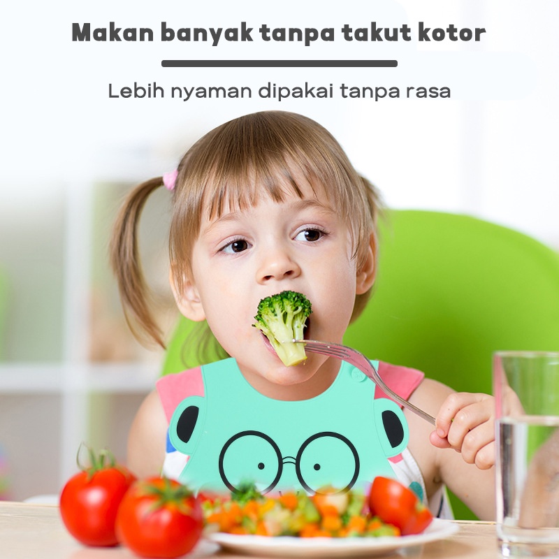 DADAWARD Premium Celemek Bayi Silikon BPA Free/ Celemek Makan Bayi Feeding/ Celemek Anak Tahan Air Ringan