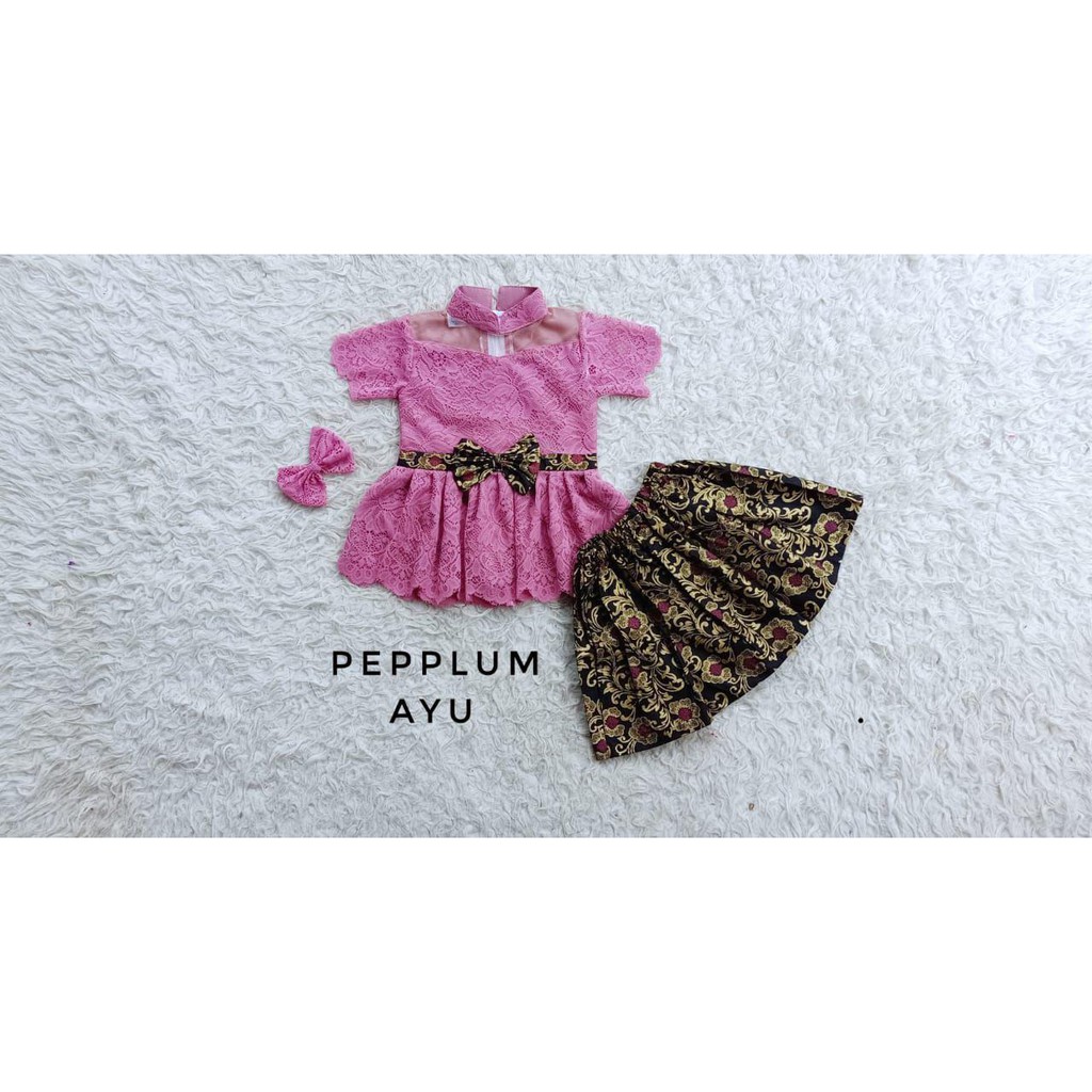 Kebaya Anak Brokat Pepplum Warna Salem